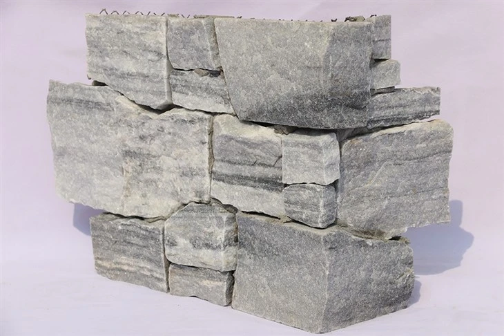 Cross Shape Natural Stone Wall Cladding Grey Quartzite JRD-050