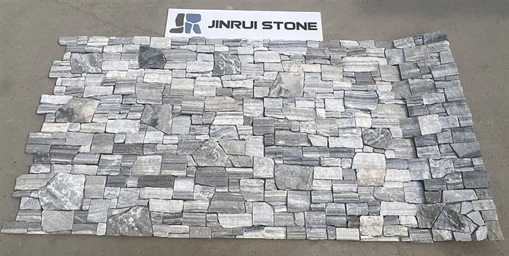 Cross Shape Natural Stone Wall Cladding Grey Quartzite JRD-050